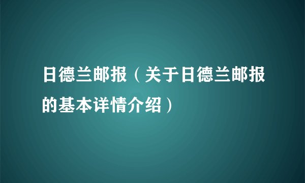 日德兰邮报（关于日德兰邮报的基本详情介绍）