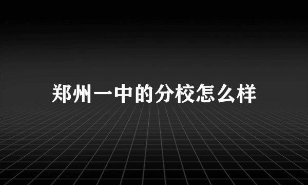 郑州一中的分校怎么样