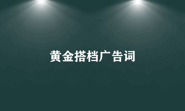 黄金搭档广告词