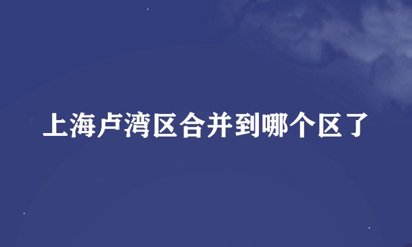 上海卢湾区合并到哪个区了