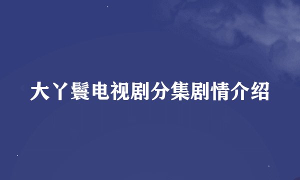 大丫鬟电视剧分集剧情介绍