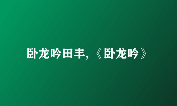 卧龙吟田丰, 《卧龙吟》