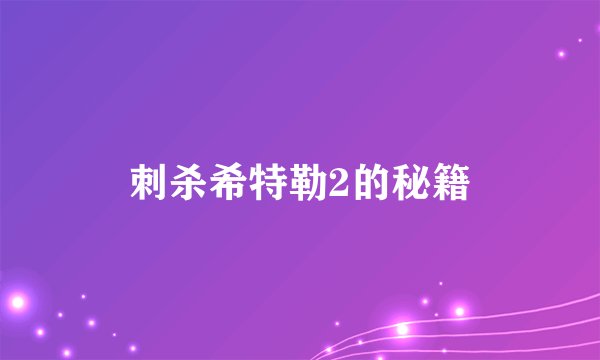 刺杀希特勒2的秘籍