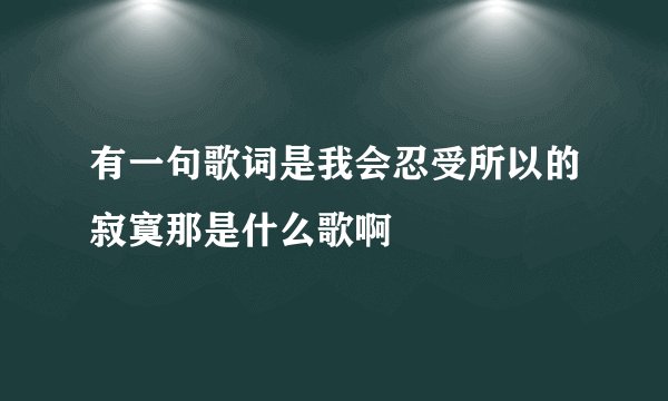 有一句歌词是我会忍受所以的寂寞那是什么歌啊