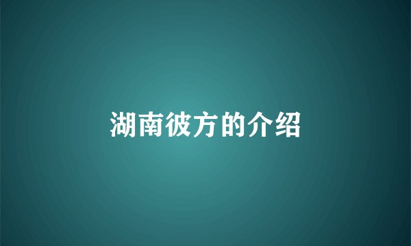 湖南彼方的介绍