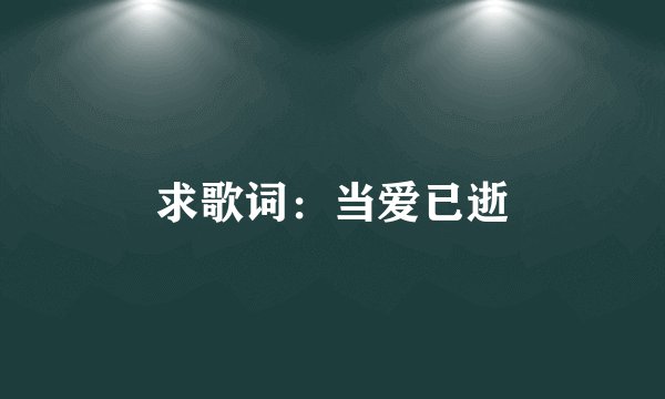 求歌词：当爱已逝