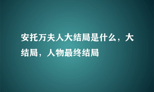 安托万夫人大结局是什么，大结局，人物最终结局