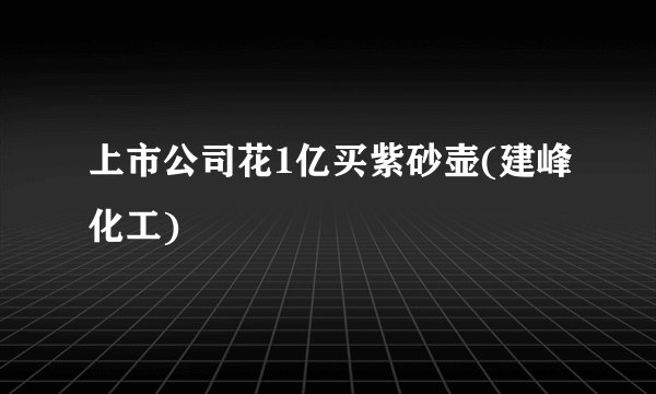 上市公司花1亿买紫砂壶(建峰化工)