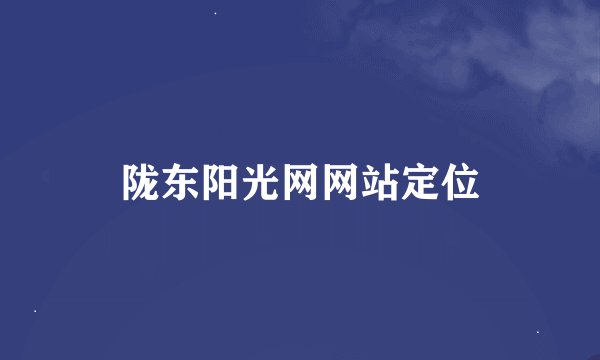 陇东阳光网网站定位