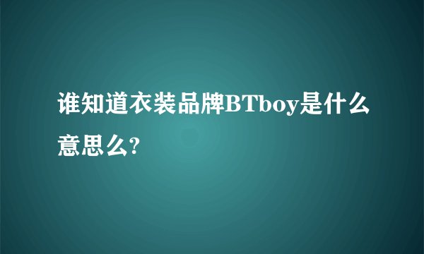 谁知道衣装品牌BTboy是什么意思么?