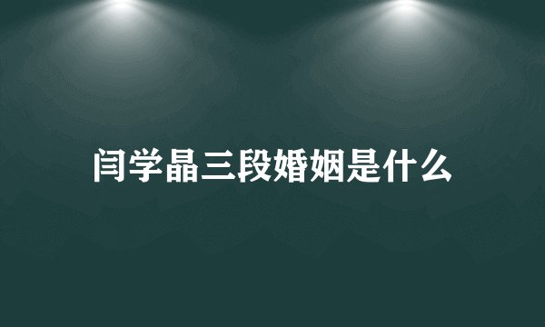 闫学晶三段婚姻是什么