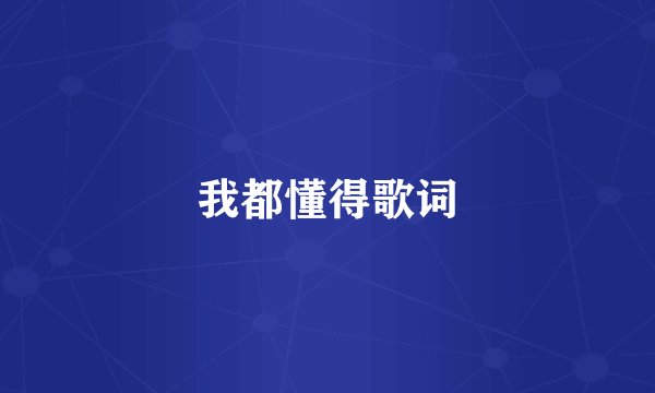 我都懂得歌词