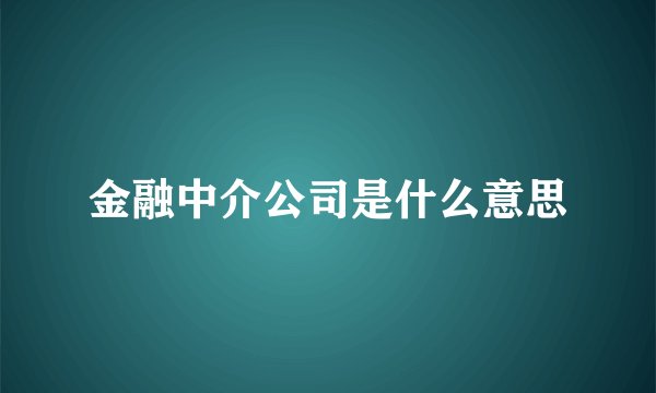 金融中介公司是什么意思