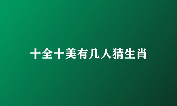 十全十美有几人猜生肖