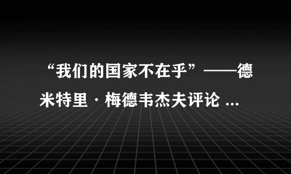 “我们的国家不在乎”——德米特里·梅德韦杰夫评论 G7 外长的声明