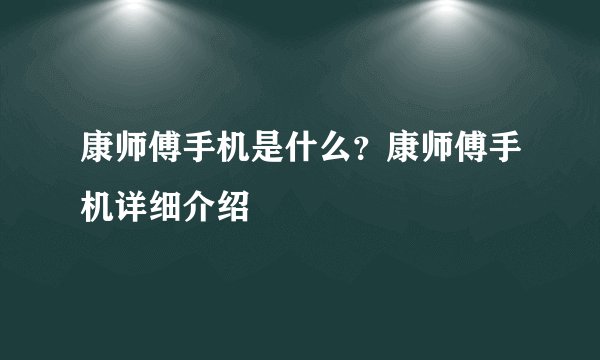 康师傅手机是什么？康师傅手机详细介绍