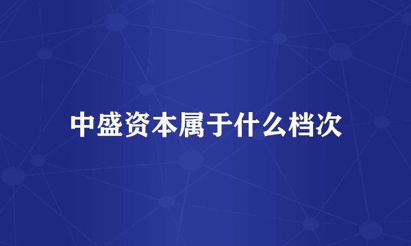 中盛资本属于什么档次