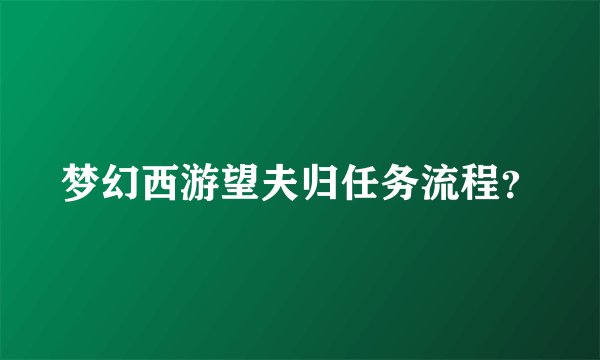 梦幻西游望夫归任务流程？