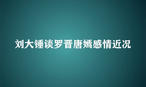 刘大锤谈罗晋唐嫣感情近况