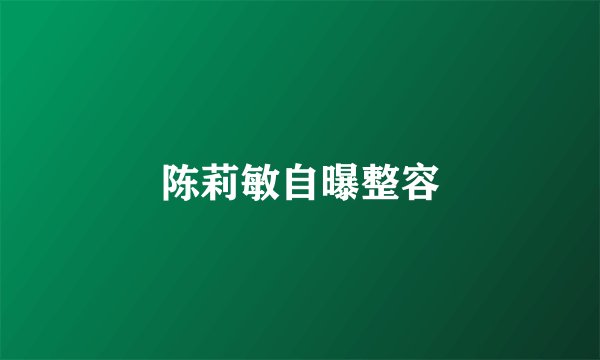 陈莉敏自曝整容