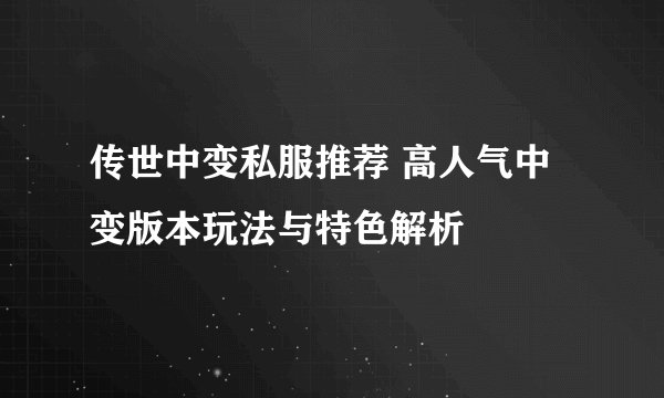 传世中变私服推荐 高人气中变版本玩法与特色解析