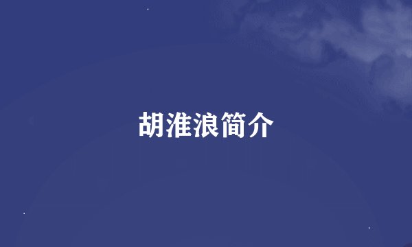 胡淮浪简介
