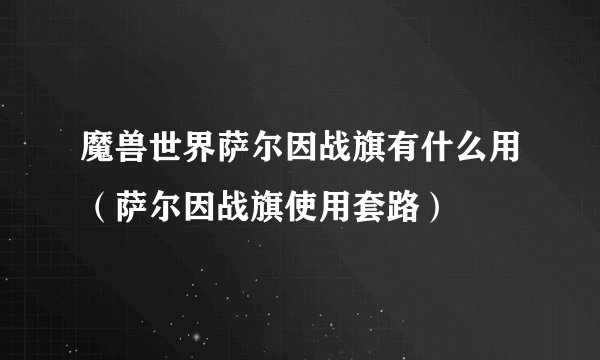 魔兽世界萨尔因战旗有什么用（萨尔因战旗使用套路）
