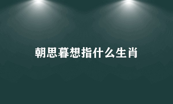 朝思暮想指什么生肖