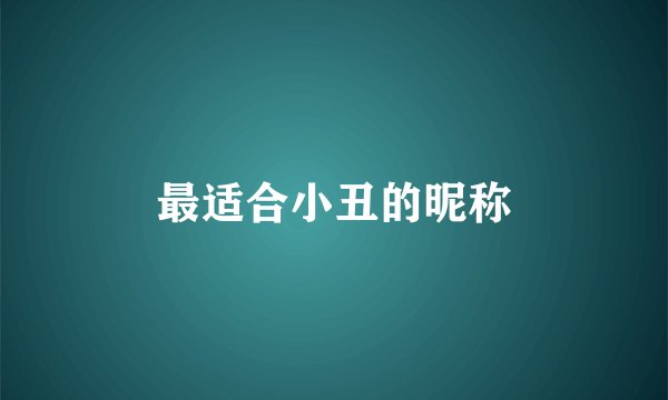最适合小丑的昵称