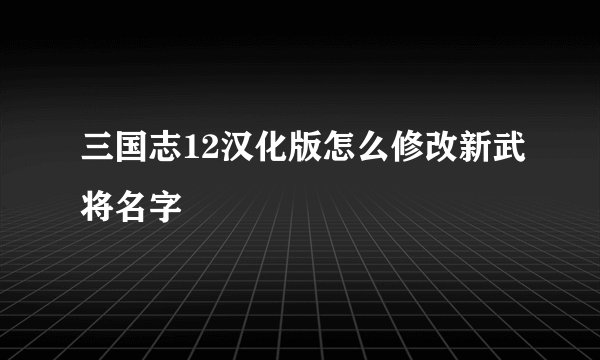 三国志12汉化版怎么修改新武将名字