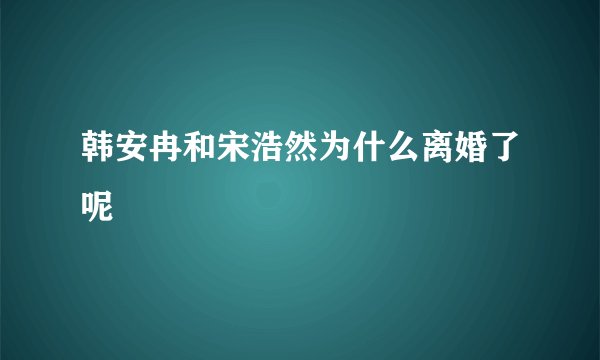 韩安冉和宋浩然为什么离婚了呢