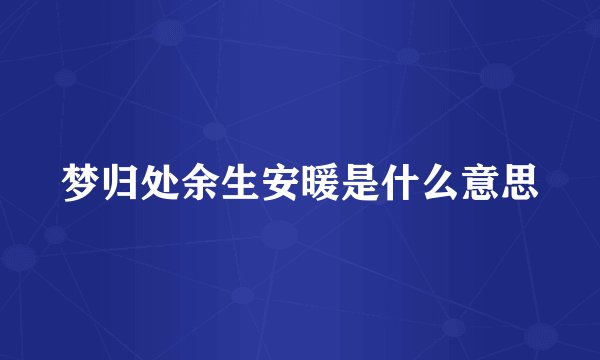 梦归处余生安暖是什么意思