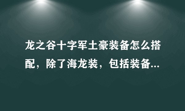 龙之谷十字军土豪装备怎么搭配，除了海龙装，包括装备戒指,FM，主要是堆什么，光攻还是致命，最终？速求