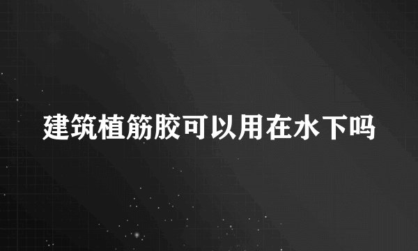 建筑植筋胶可以用在水下吗