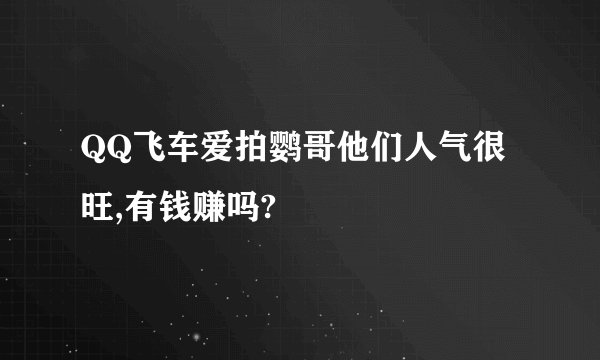 QQ飞车爱拍鹦哥他们人气很旺,有钱赚吗?