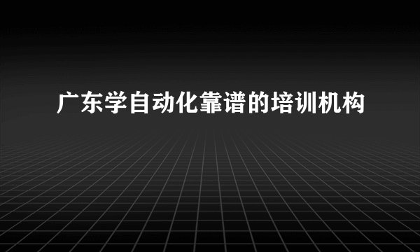 广东学自动化靠谱的培训机构
