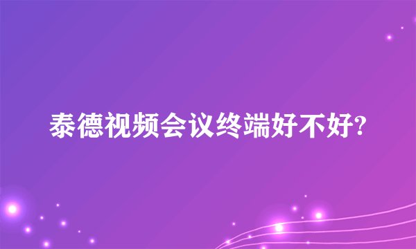 泰德视频会议终端好不好?