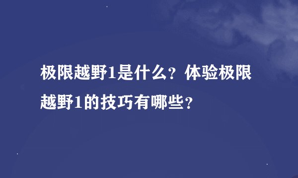 极限越野1是什么？体验极限越野1的技巧有哪些？