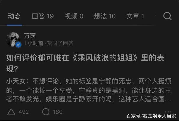 万茜点赞宁静黑评，黑评都表达了什么？