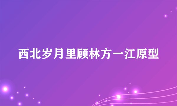 西北岁月里顾林方一江原型