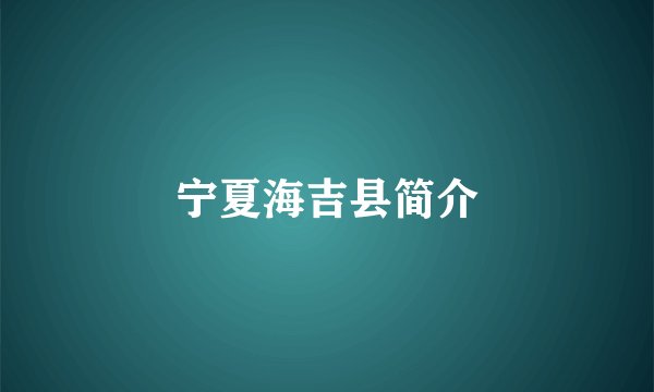 宁夏海吉县简介