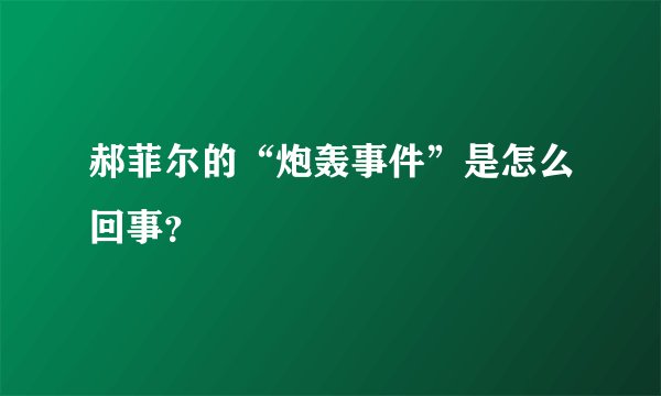 郝菲尔的“炮轰事件”是怎么回事？