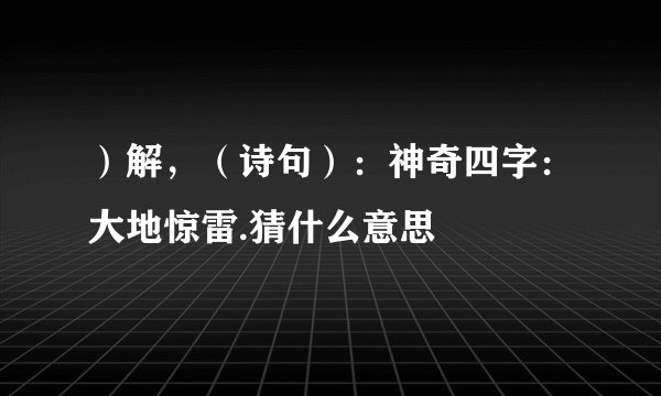 ）解，（诗句）：神奇四字：大地惊雷.猜什么意思