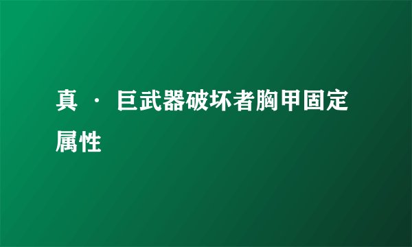 真 · 巨武器破坏者胸甲固定属性
