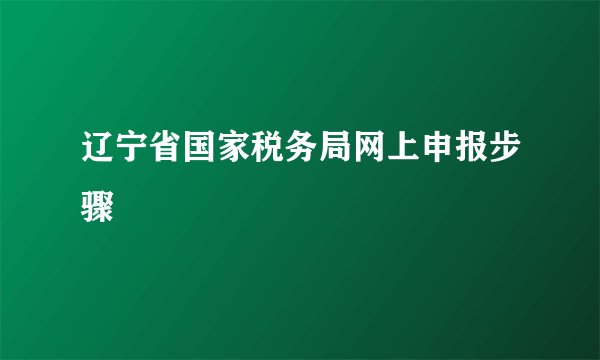 辽宁省国家税务局网上申报步骤