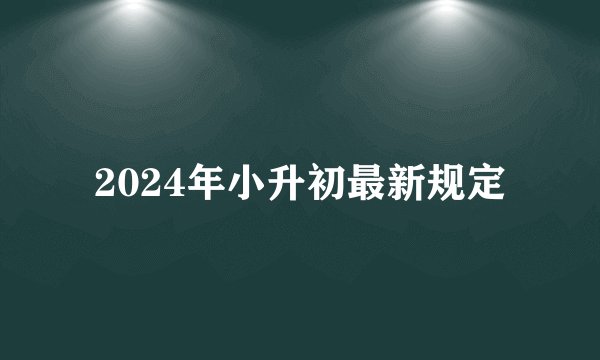 2024年小升初最新规定