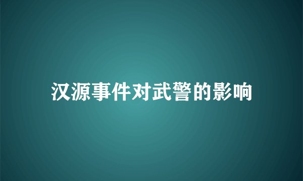 汉源事件对武警的影响