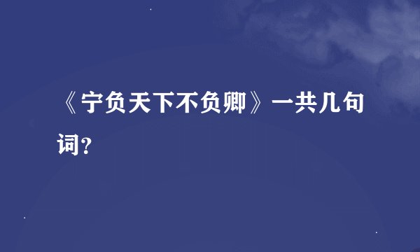 《宁负天下不负卿》一共几句词？