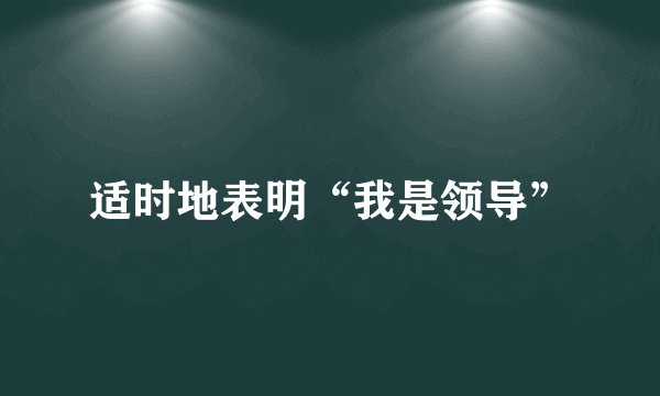 适时地表明“我是领导”