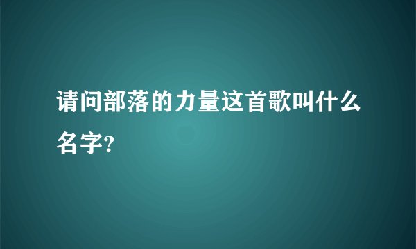 请问部落的力量这首歌叫什么名字？